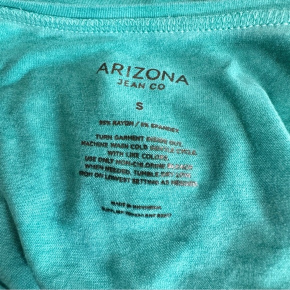 Arizona Jean Co. Turquoise Thin Sheer Criss-Cross V-Neck Tee - Picture 3 of 5